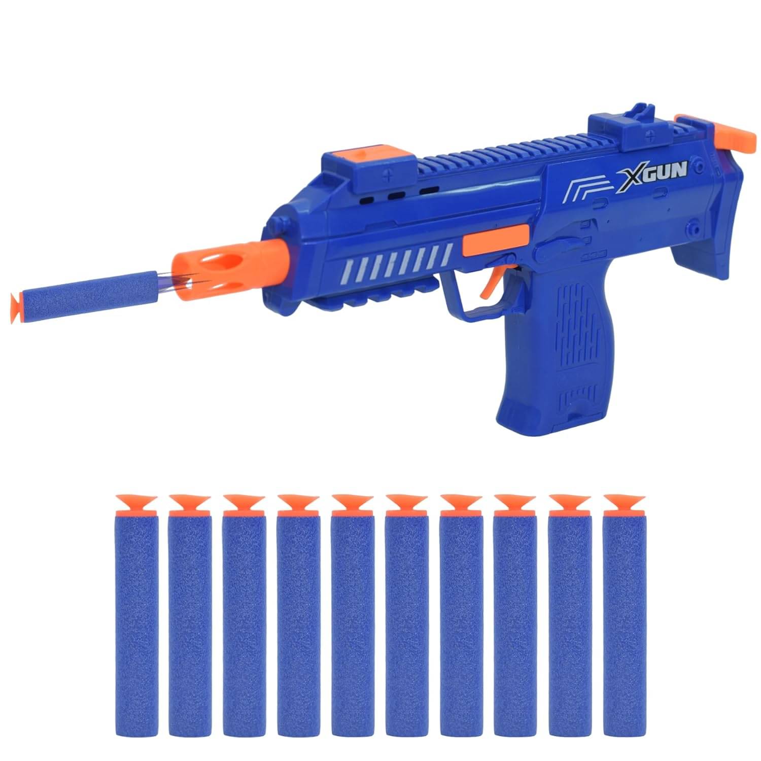     			TOY DEKHO Plastic Manual Operation Shooting Gun, Dart Gun Toy with 10 Soft Suction Bullets For Kids, Fun Target Shooting Battle Fight Games For Kids Boys Girls Age, Blue, 5 Years + (Pack of 1)