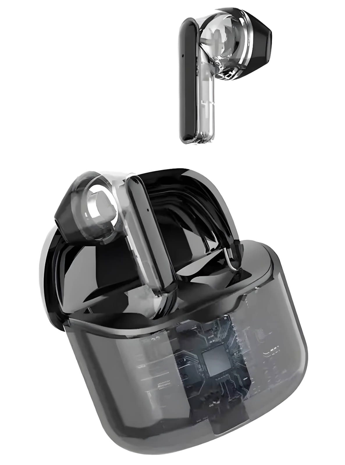     			VEhop J225 Transparent Bluetooth True Wireless (TWS) In Ear 25 Hours Playback Low Latency,Fast charging IPX4(Splash & Sweat Proof) Black