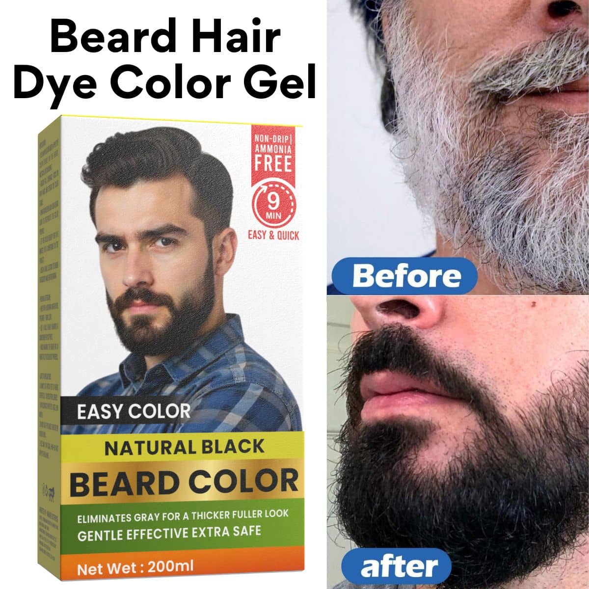 WRIXTY Fruit Vinegar Beard Colour Gel Black Instant Grey Coverage Smooth Beard Easy Use Formula