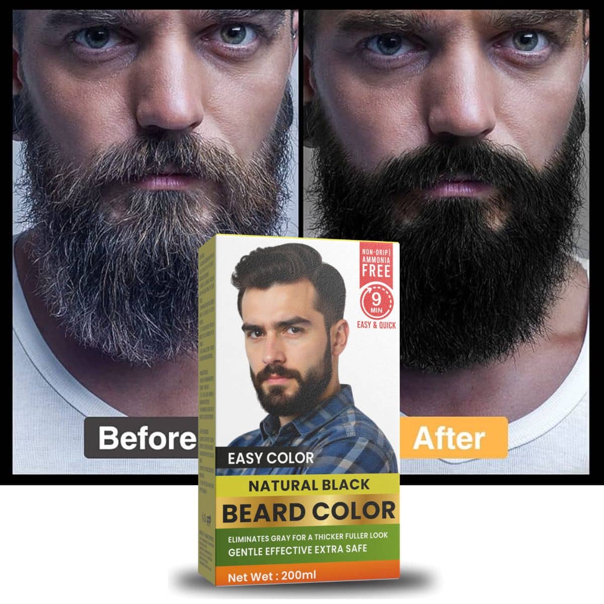 WRIXTY Fruit Vinegar Beard Dye Gel Black Instant Grey Coverage Smooth Soft Beard Easy Apply