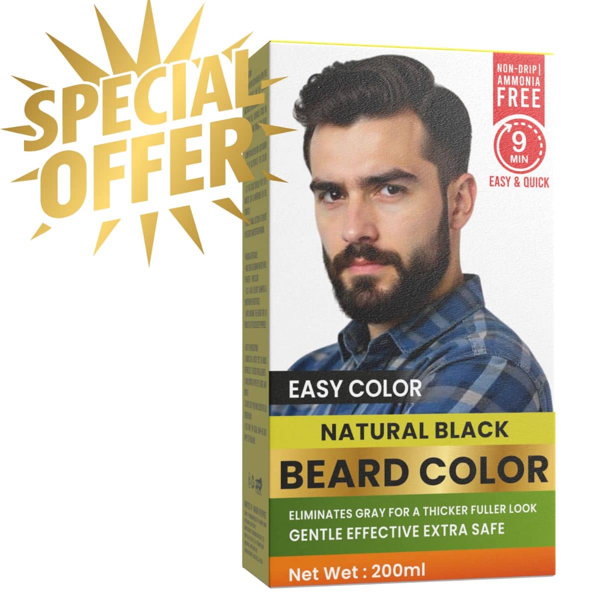 WRIXTY Fruit Vinegar Beard Dye Gel Black Instant Grey Coverage Smooth Beard Hair Natural Finish