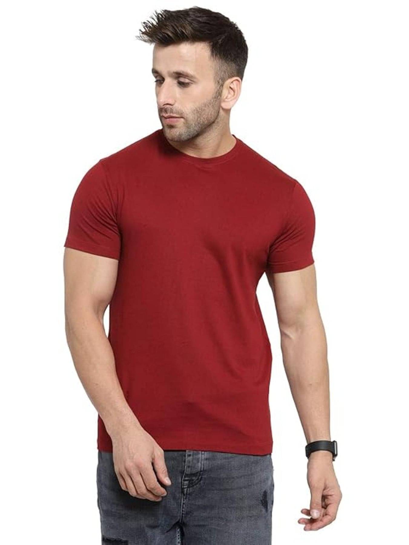     			Whyme Fashion 100% Cotton Regular Fit Solid Half Sleeves Men's Round T-Shirt - Maroon ( Pack of 1 )