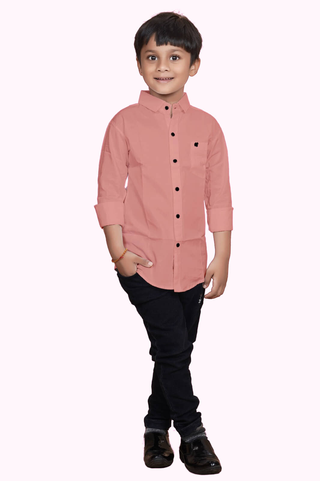 ZAKAR STYLE Pack of 1 Boys Cotton Blend Full Sleeves Shirt ( Peach )