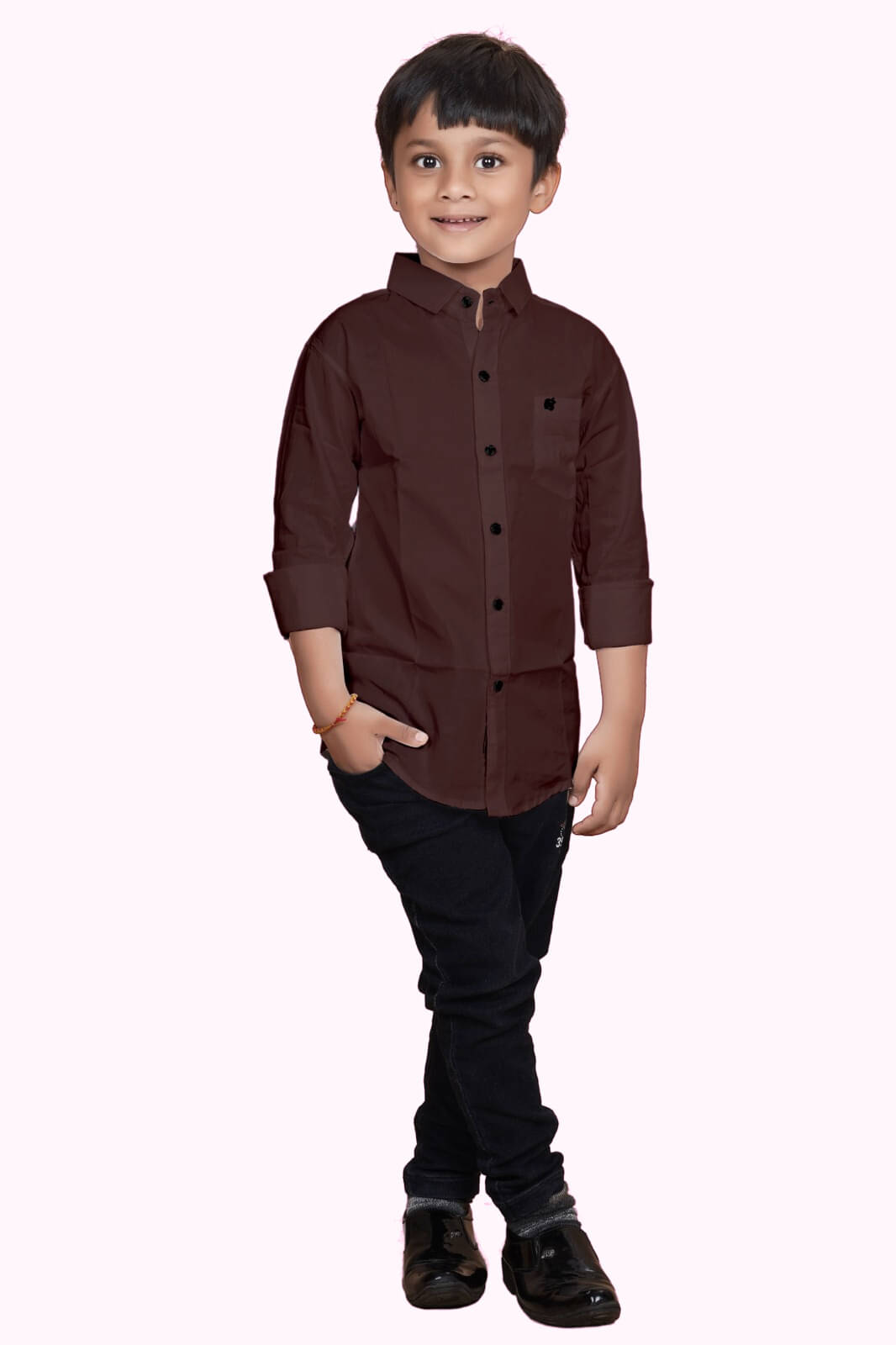 ZAKAR STYLE Pack of 1 Boys Cotton Blend Full Sleeves Shirt ( Brown ) ZAKAR STYLE Pack of 1 Boys Cotton Blend Full Sleeves Shirt ( Brown )