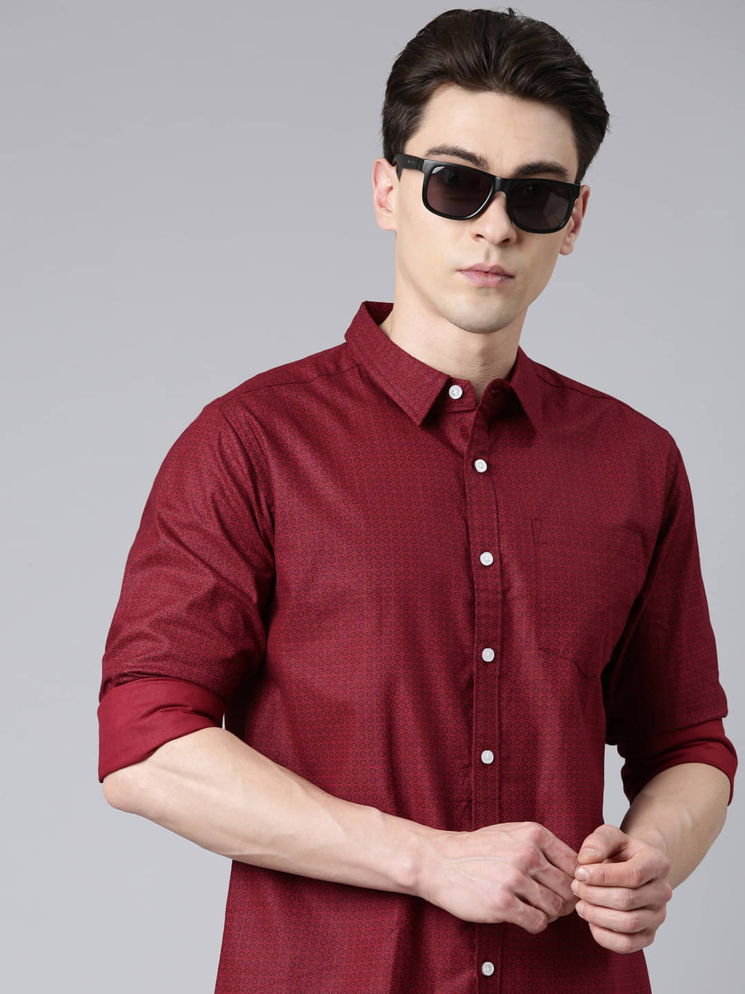 broon Cotton Blend Regular Fit Printed Full Sleeves Men's Casual Shirt - Maroon ( Pack of 1 ) broon Cotton Blend Regular Fit Printed Full Sleeves Men's Casual Shirt - Maroon ( Pack of 1 )