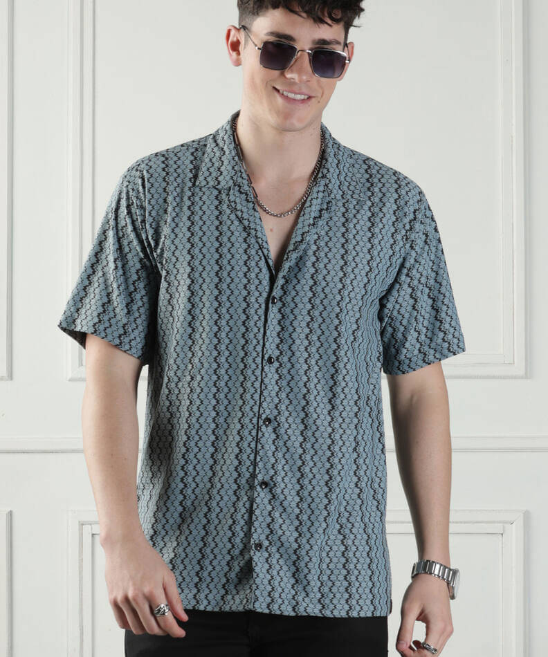 rexan Polyester Regular Fit Printed Half Sleeves Men's Casual Shirt - Light Blue ( Pack of 1 ) rexan Polyester Regular Fit Printed Half Sleeves Men's Casual Shirt - Light Blue ( Pack of 1 )