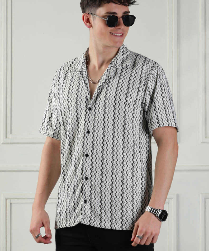     			rexan Polyester Regular Fit Printed Half Sleeves Men's Casual Shirt - White ( Pack of 1 )