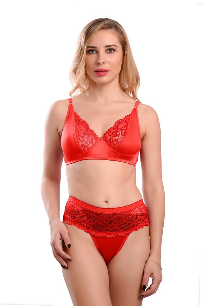 COMFFYZ Pack of 1 Net/Mesh Bra & Panty Set For Women ( Red ) COMFFYZ Pack of 1 Net/Mesh Bra & Panty Set For Women ( Red )