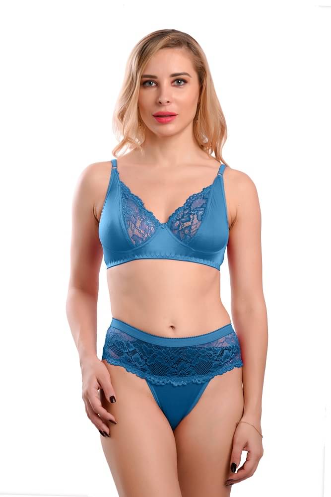 COMFFYZ Pack of 1 Net/Mesh Bra & Panty Set For Women ( Sea Green ) COMFFYZ Pack of 1 Net/Mesh Bra & Panty Set For Women ( Sea Green )