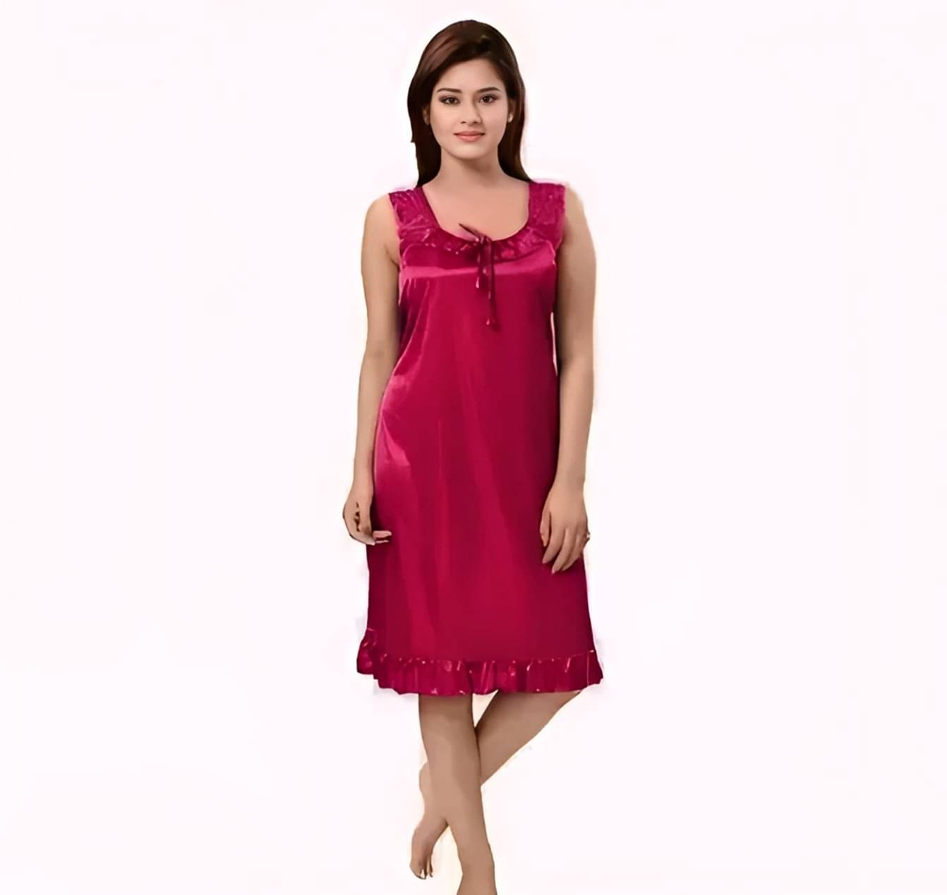     			Gangomi Pink Satin Women's Nightwear Night Dress ( Pack of 1 )