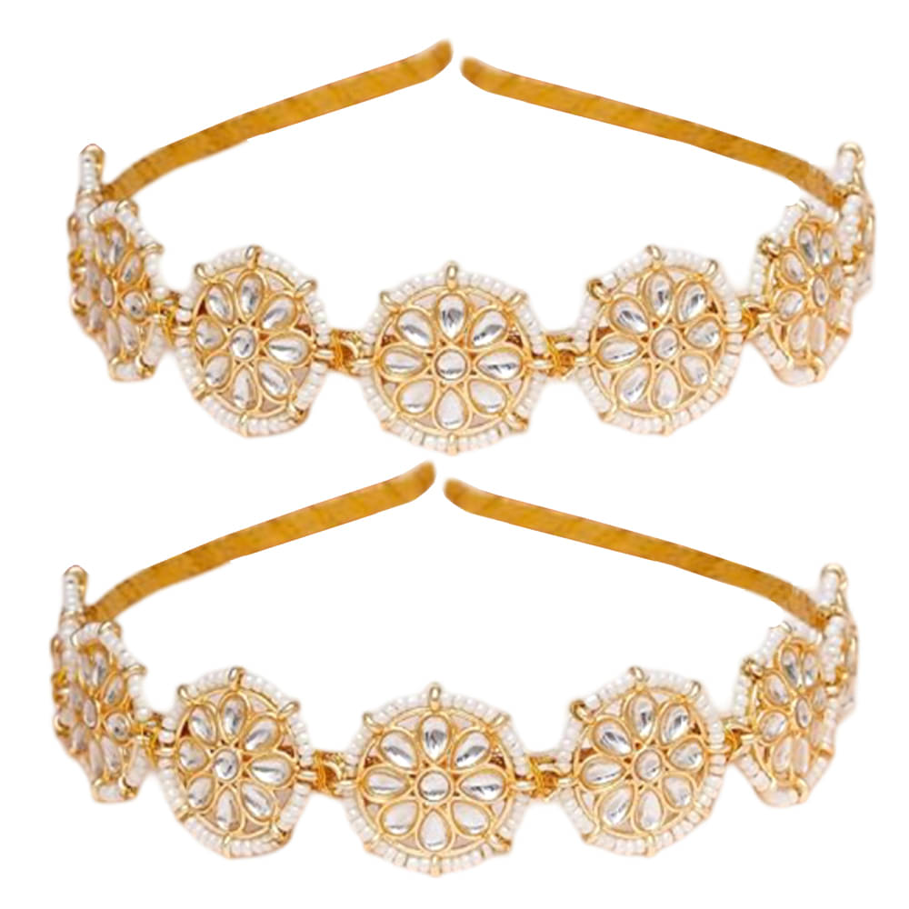 J D Jewellers Floral Kundan Studded Matha Patti Sheesh Wedding Hairband Traditional Hair accessory J D Jewellers Floral Kundan Studded Matha Patti Sheesh Wedding Hairband Traditional Hair accessory