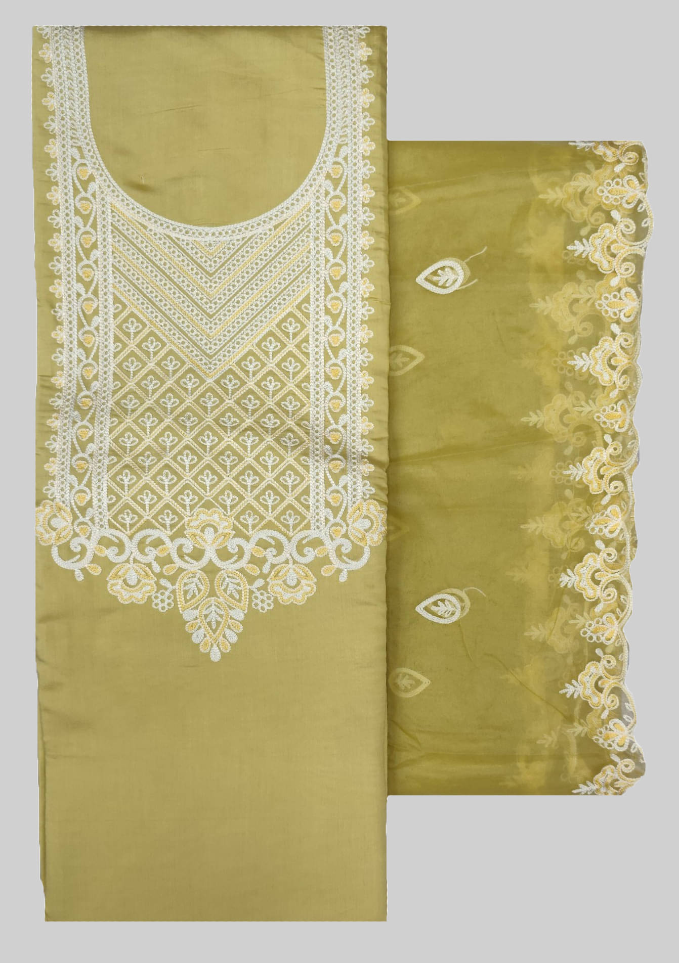 KASHMIRI Unstitched Cotton Blend Embroidered Dress Material - Green ( Pack of 1 ) KASHMIRI Unstitched Cotton Blend Embroidered Dress Material - Green ( Pack of 1 )