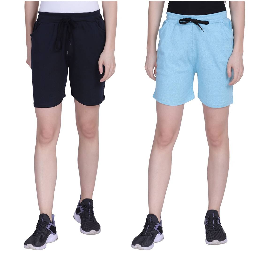     			MISS MEBINO Cotton Hot Pants - Blue Pack of 2