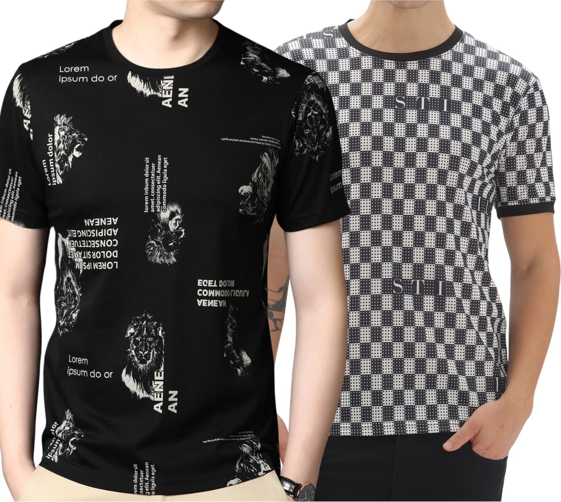     			STI Polyester Regular Fit Printed Half Sleeves Men's Round T-Shirt - Multicolor14 ( Pack of 1 )