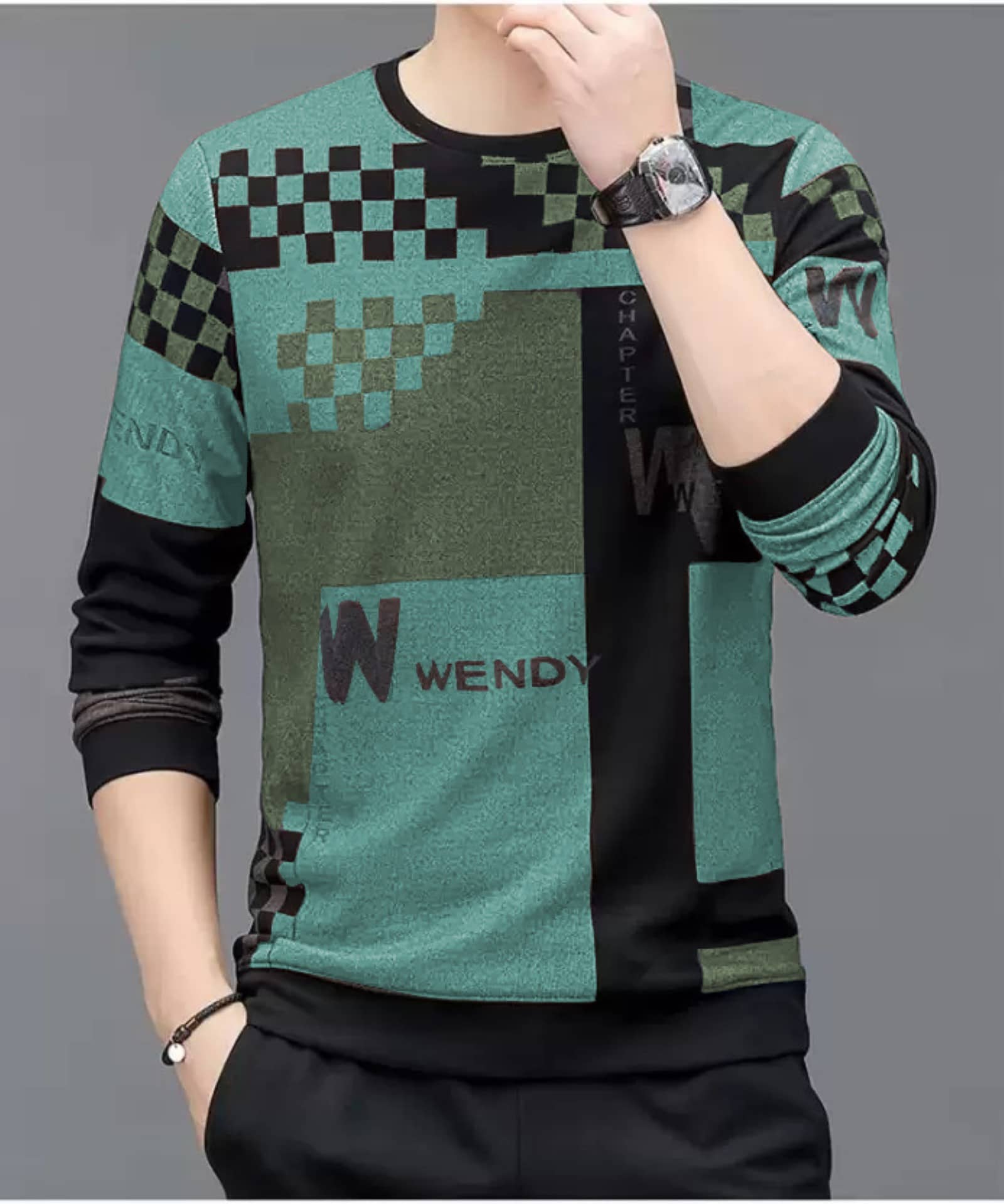 STI Polyester Regular Fit Printed Full Sleeves Men's Round T-Shirt - Lavender ( Pack of 1 )