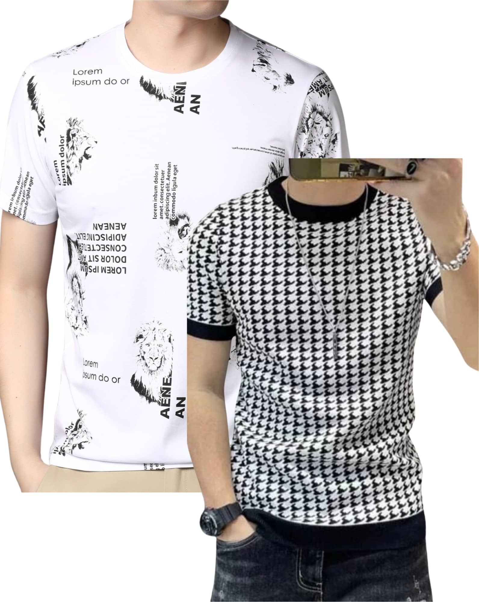 STI Polyester Regular Fit Printed Half Sleeves Men's Round T-Shirt - Multicolor14 ( Pack of 2 )