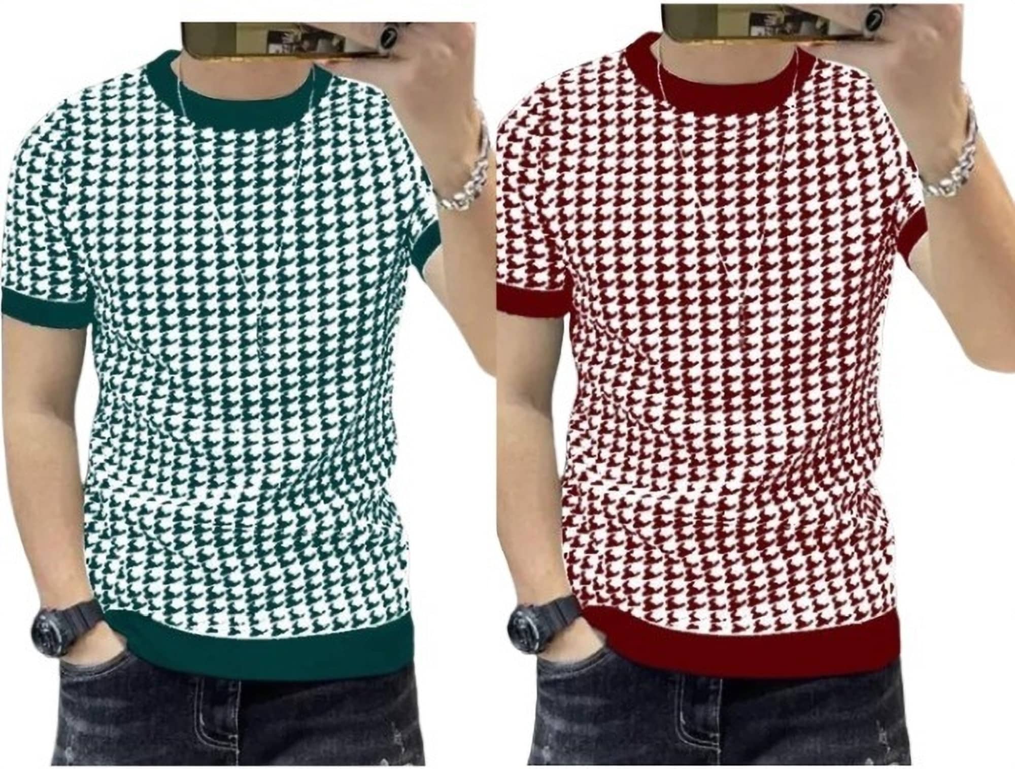 STI Polyester Regular Fit Printed Half Sleeves Men's Round T-Shirt - Multicolor2 ( Pack of 2 )