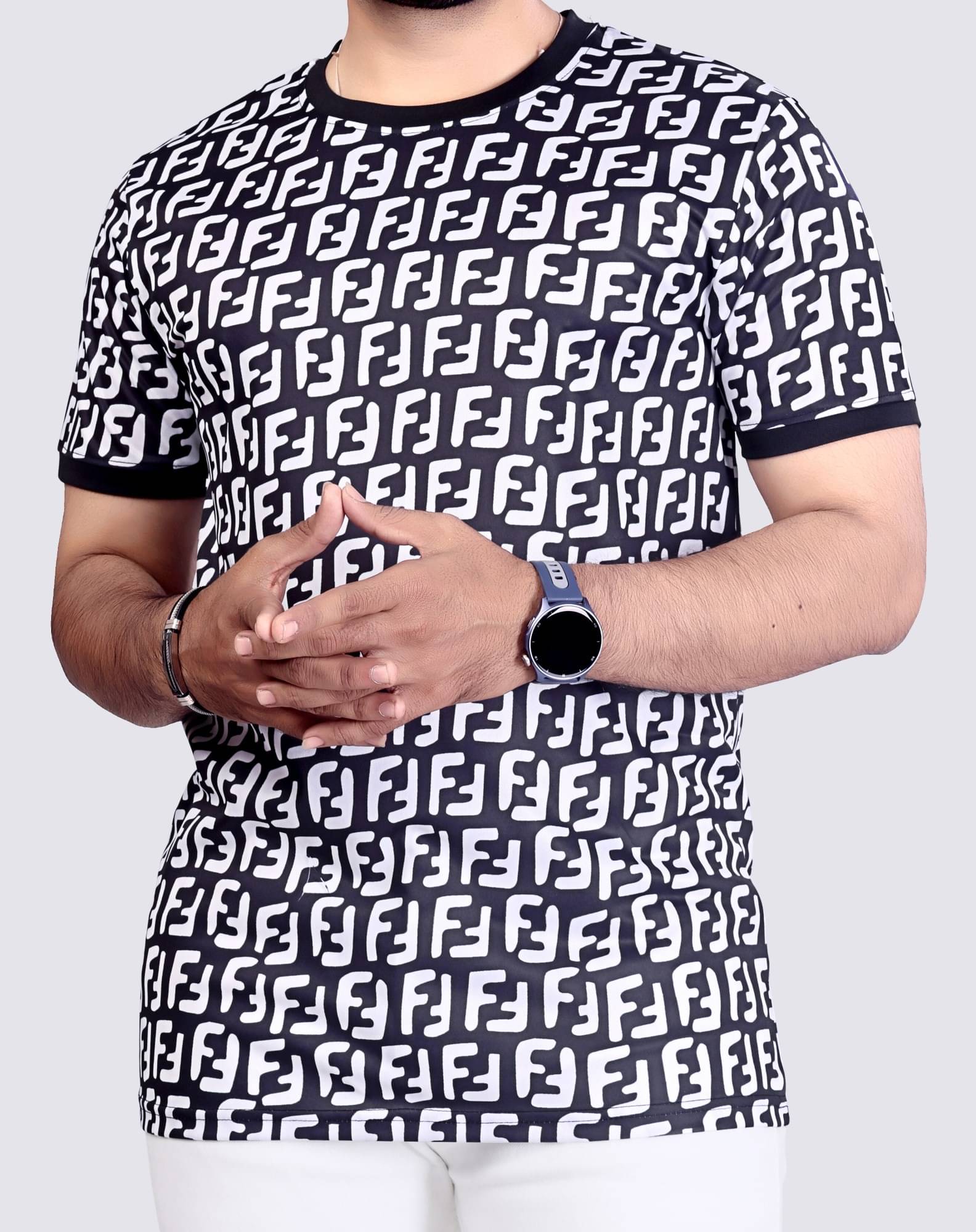     			STI Polyester Regular Fit Self Design Half Sleeves Men's Round T-Shirt - Multicolor5 ( Pack of 1 )