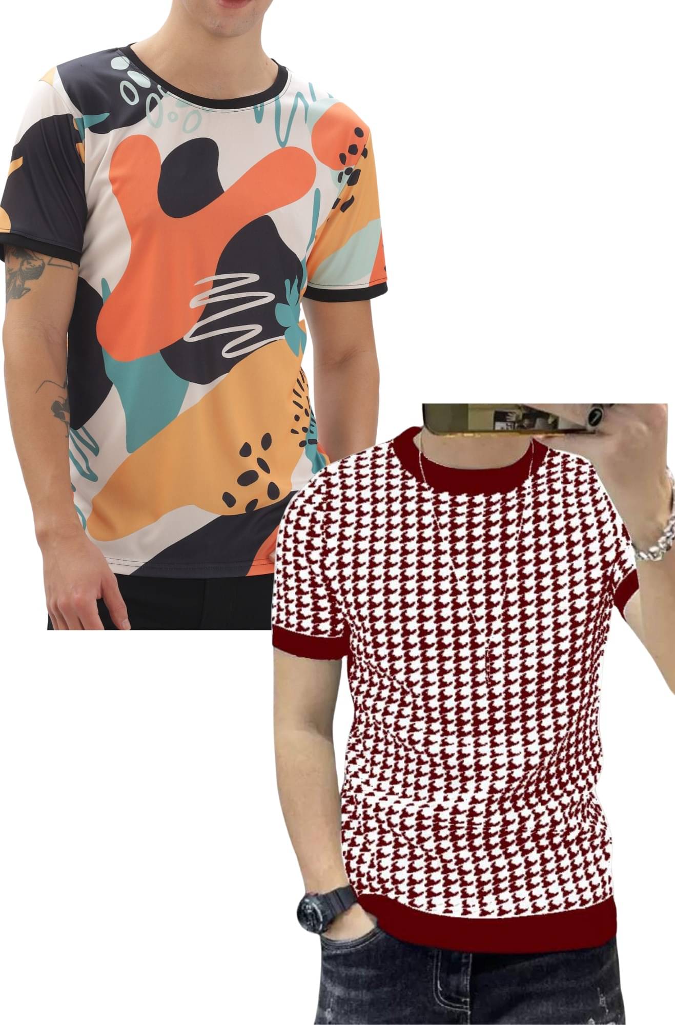 STI Polyester Regular Fit Self Design Half Sleeves Men's Round T-Shirt - Multicolor ( Pack of 2 ) STI Polyester Regular Fit Self Design Half Sleeves Men's Round T-Shirt - Multicolor ( Pack of 2 )