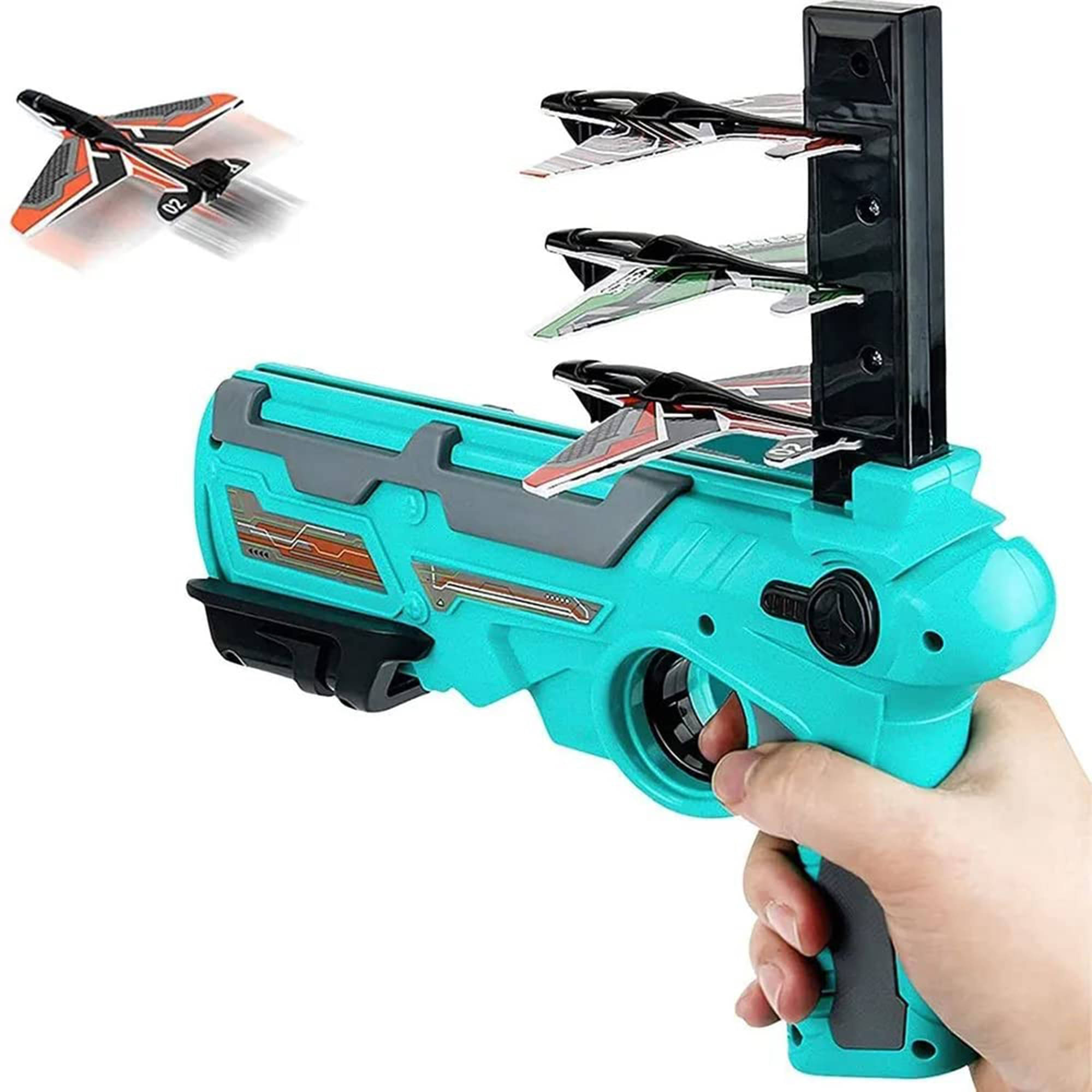     			TOY DEKHO  Airplane Launcher Gun Toys, Air Battle Gun  Toy with 4 Paper Foam Planes For  Kids Boys Girls Age 2+ Years Gadget for Fun Outdoor Sports Activity Play Catapult Pistol with Continuous Shooting Flyers, Plastic (Multicolour) Gun