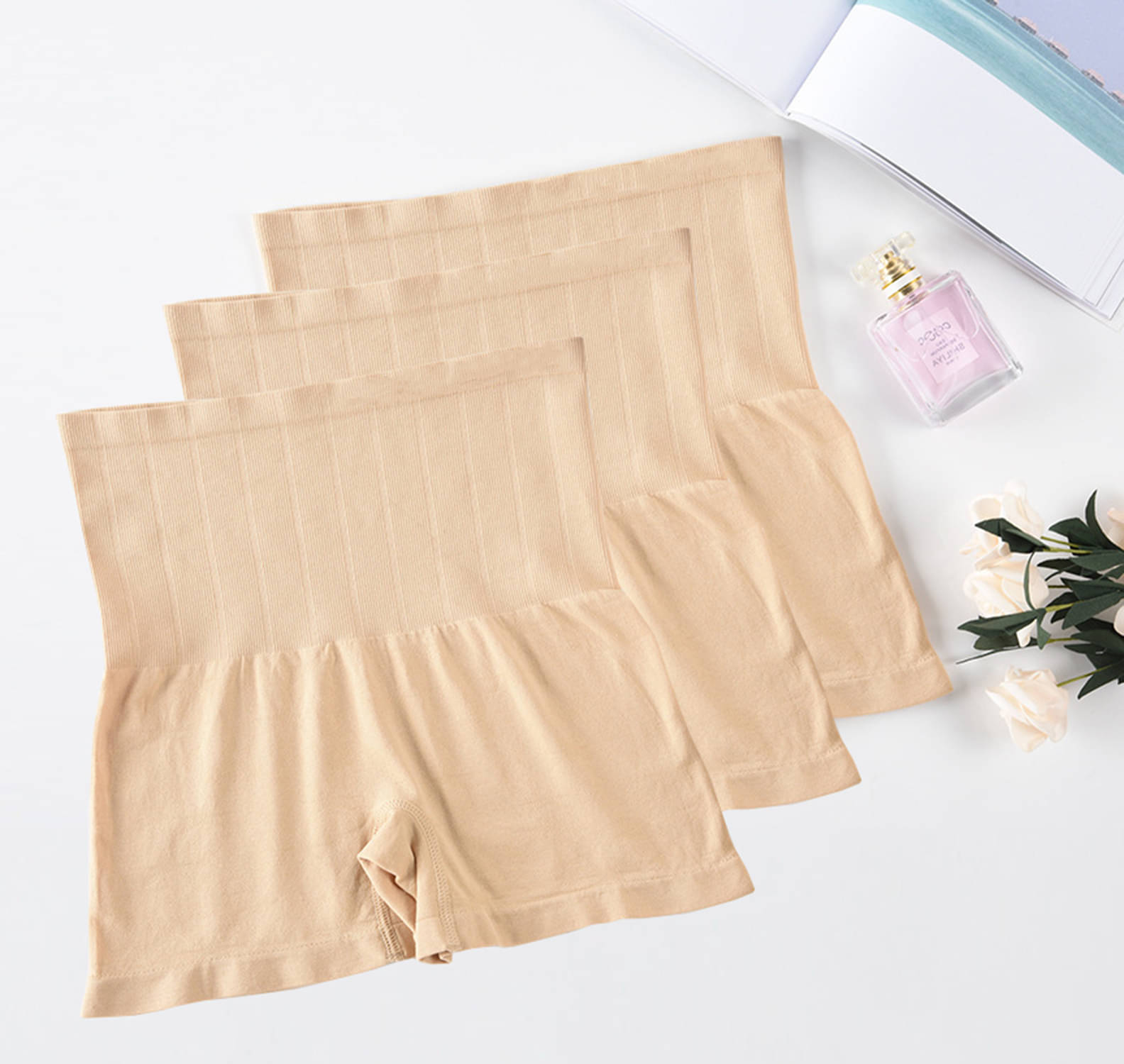 3Mads Pack of 3 Cotton Boy Shorts For Women ( Beige ) 3Mads Pack of 3 Cotton Boy Shorts For Women ( Beige )