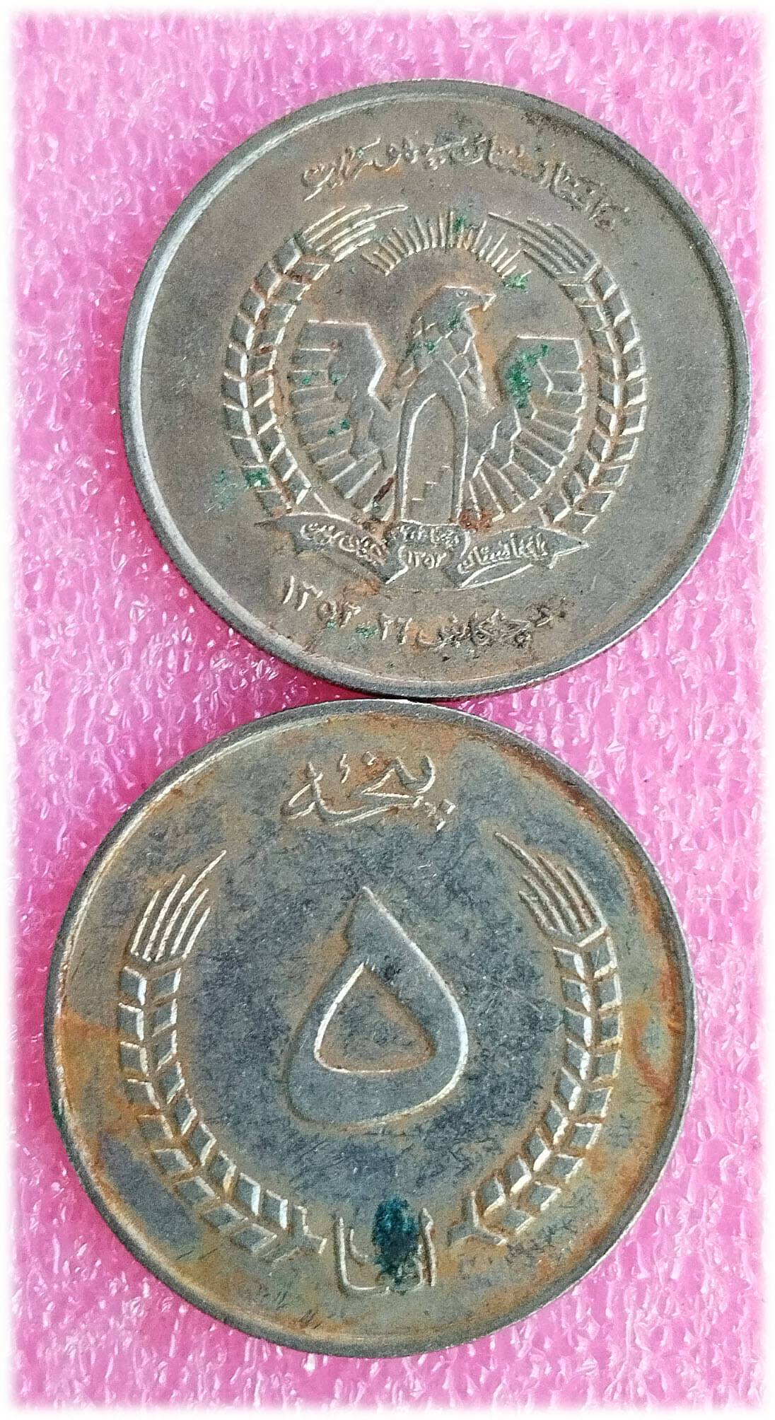 AFGHANISTAN - 5 Afghanis 1352 (1973) Coins › Standard circulation coins Nickel clad steel • 7.1 g • ⌀ 27.5 mm AFGHANISTAN - 5 Afghanis 1352 (1973) Coins › Standard circulation coins Nickel clad steel • 7.1 g • ⌀ 27.5 mm