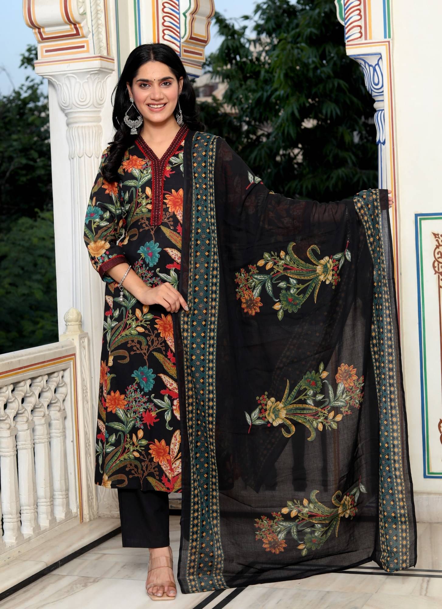 Annex Cotton Printed Kurti With Pants Women's Stitched Salwar Suit - Black ( Pack of 1 ) Annex Cotton Printed Kurti With Pants Women's Stitched Salwar Suit - Black ( Pack of 1 )