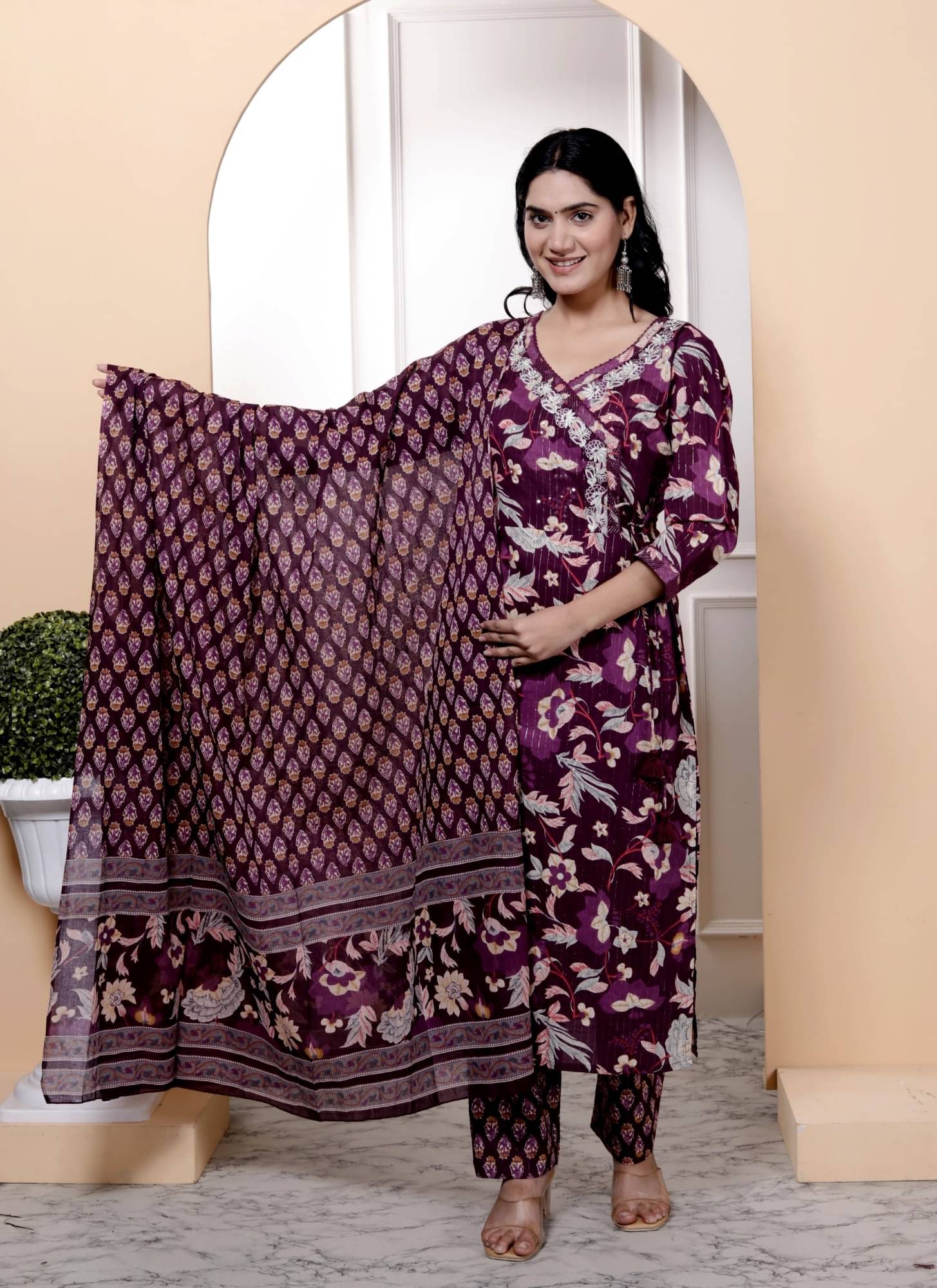 Annex Cotton Printed Kurti With Pants Women's Stitched Salwar Suit - Purple ( Pack of 1 ) Annex Cotton Printed Kurti With Pants Women's Stitched Salwar Suit - Purple ( Pack of 1 )