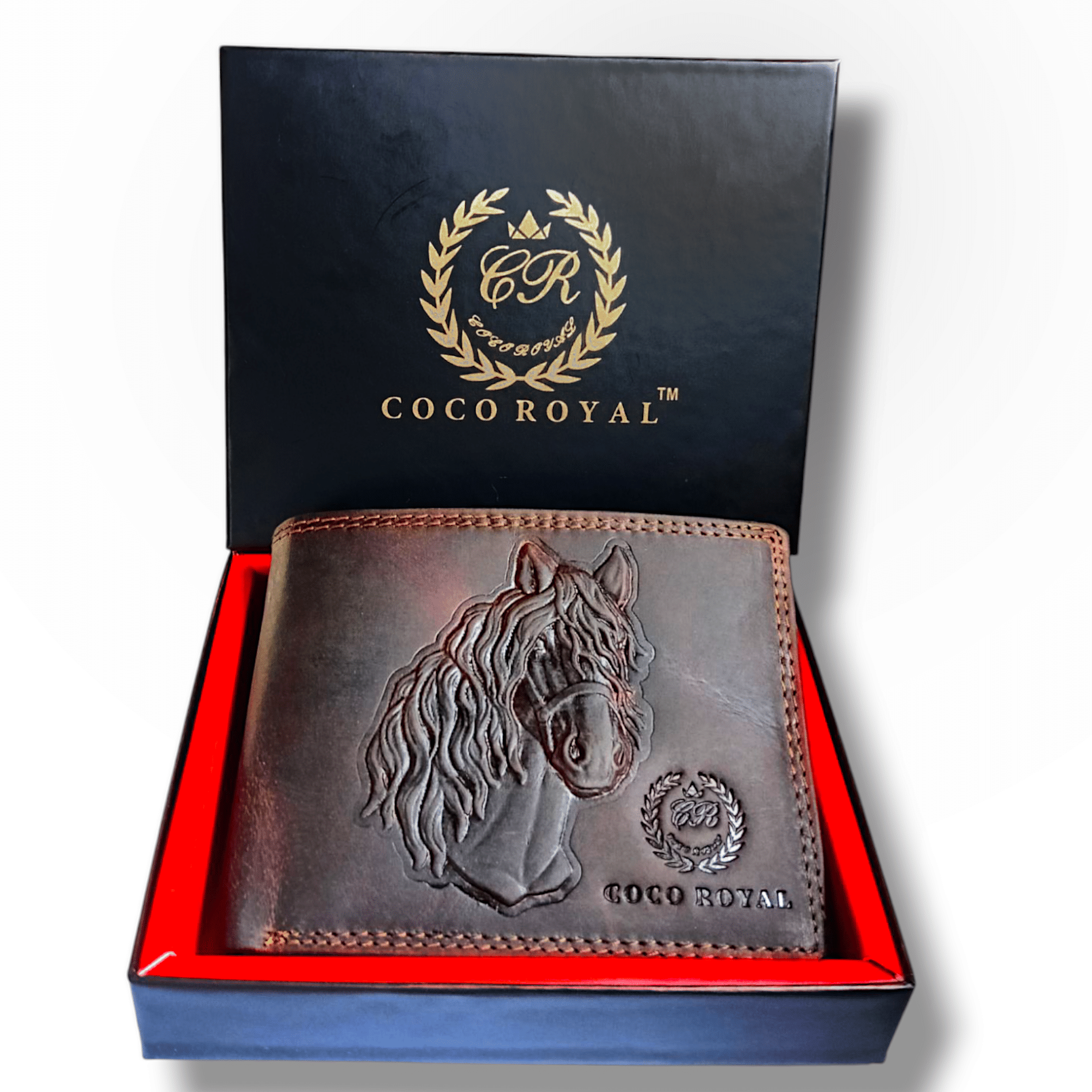     			COCO ROYAL 100% Leather Self Design Men's Two Fold Wallet With 8 Slots For Card ( Brown , Pack of 1 )