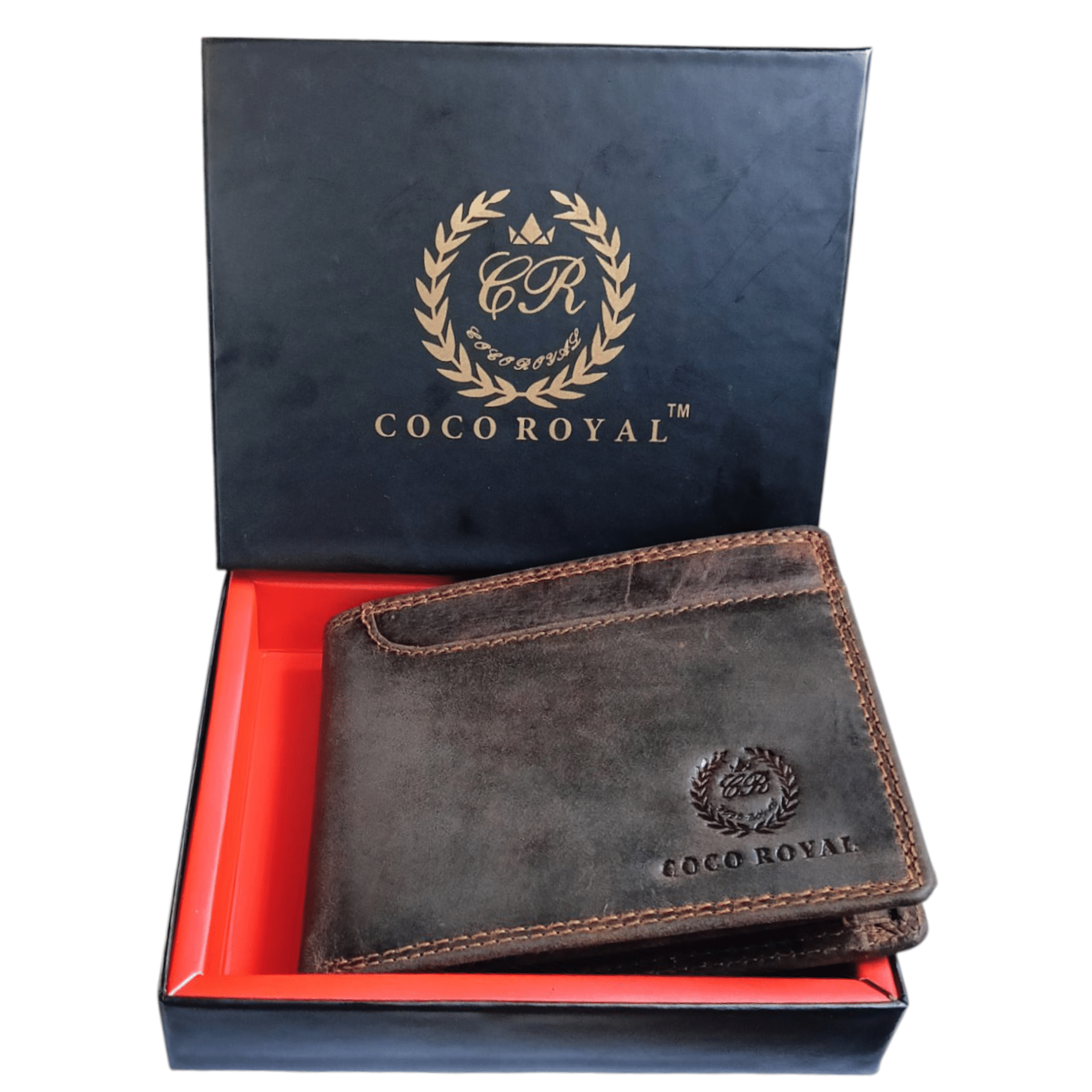     			COCO ROYAL 100% Leather Solid Men's Two Fold Wallet With 10 Slots For Card ( Mud Brown , Pack of 1 )