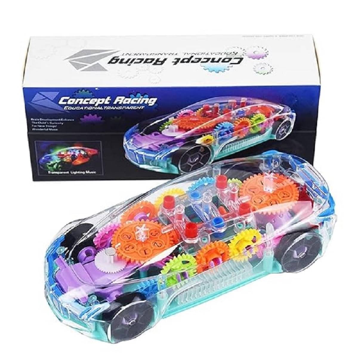     			DENFE 3D Car with 360 Degree Rotation Concept Racing Vehicle, Gear Simulation Mechanical Car, Sound & Light Toys for Kids/Gifts/Toddler Age 2 to 5 Years (Multicolor)