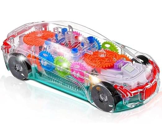     			ECLET 3D Super Car Toy Kids with 360 Degree Rotation, Gear Simulation Transparent Mechanical Car, Lighting & Music (Multicolor) SET OF 1