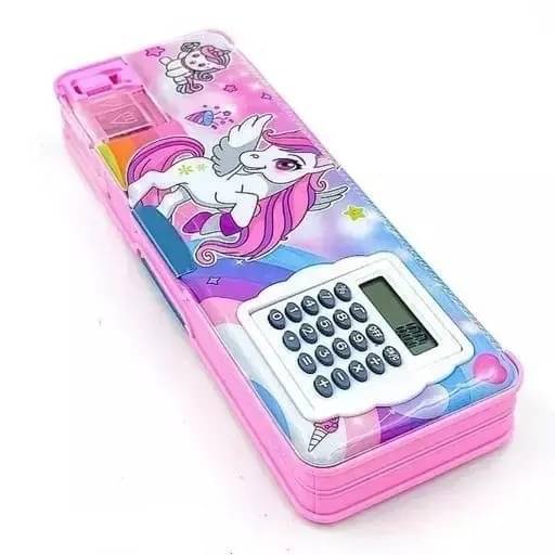     			ECLET Cute Design Calculator Pencil Box Unicorn Art Plastic Pencil Box  (Set of 1, Pink)
