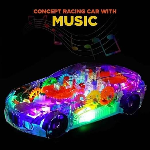     			ECLET Mechanical Transparent Toy Car With 3D Display And 360 Degree Rotating Concept Racing Playing Car Having LED Lights and Music for Kids  (Multicolor) SET OF 1