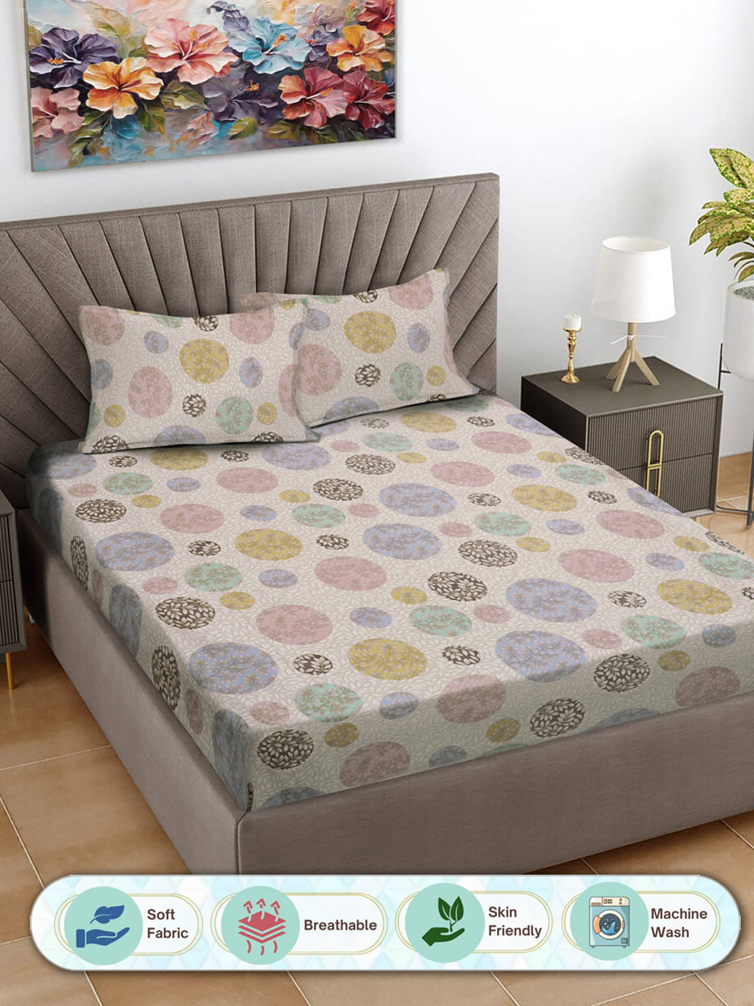 FABINALIV Poly Cotton 1 Double Bedsheet with 2 Pillow Covers ( Cream ) FABINALIV Poly Cotton 1 Double Bedsheet with 2 Pillow Covers ( Cream )