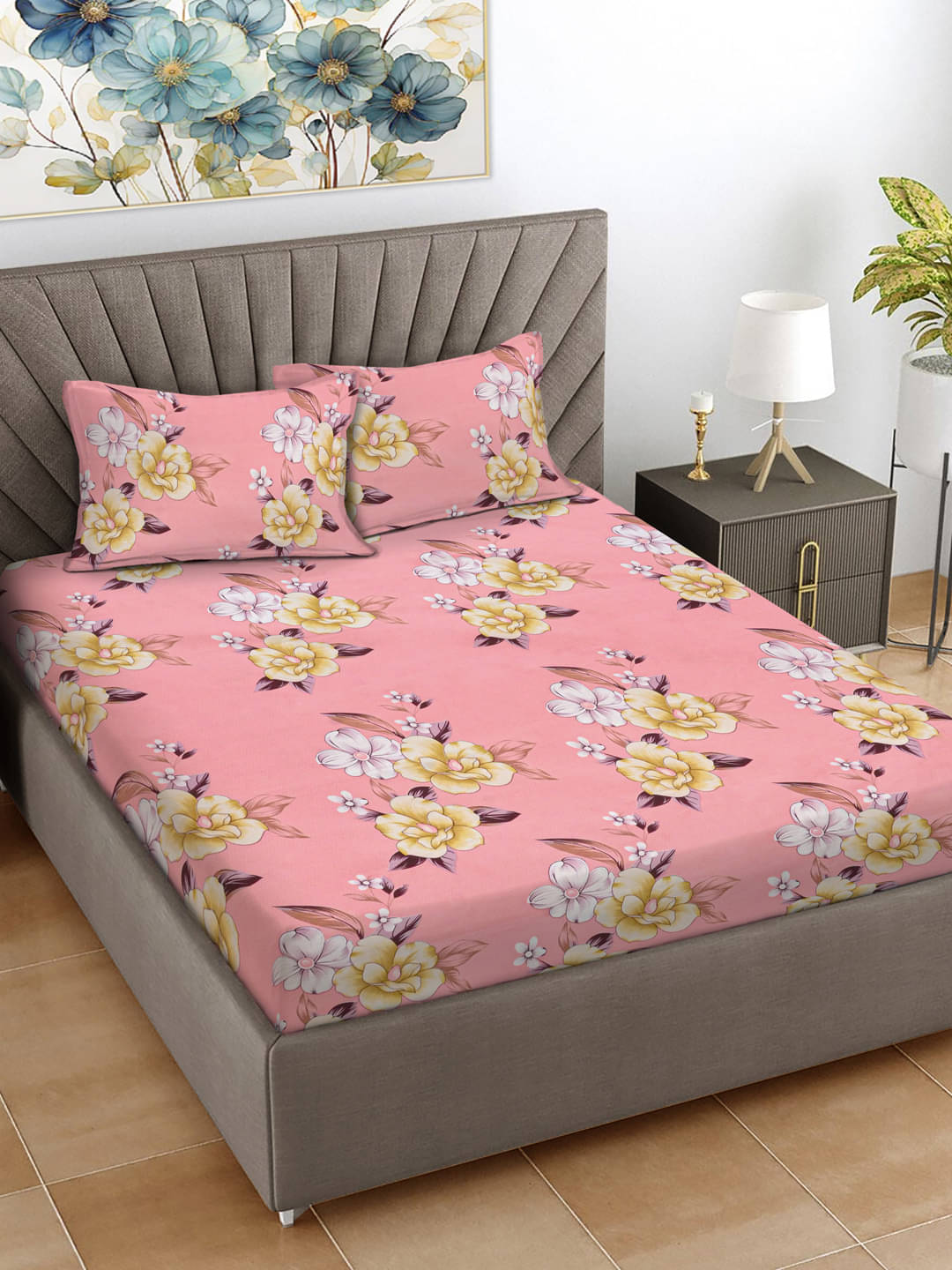 FABINALIV Poly Cotton 1 Double Bedsheet with 2 Pillow Covers ( Pink ) FABINALIV Poly Cotton 1 Double Bedsheet with 2 Pillow Covers ( Pink )