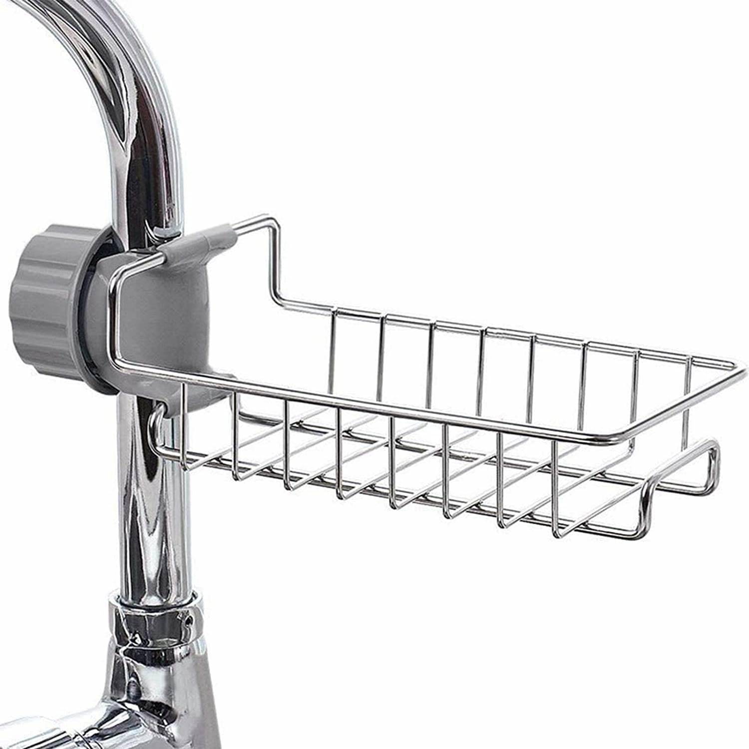     			Finish Metal Kitchen Faucet Sponge Holder, Hanging Sink Organizer, Towel Holder, Faucet Caddy for Bathroom