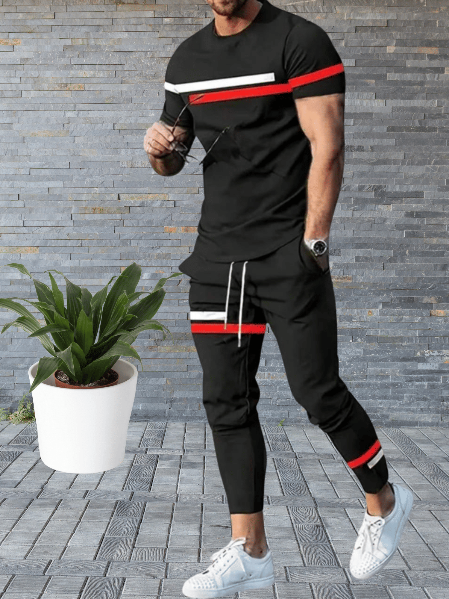 Forbro Black Cotton Blend Regular Fit Men's Tracksuit ( Pack of 1 )