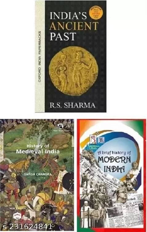 India's Ancient Past by R S Sharma + History of Medieval India Satish Chandra + Spectrum A Brief History Of Modern India India's Ancient Past by R S Sharma + History of Medieval India Satish Chandra + Spectrum A Brief History Of Modern India