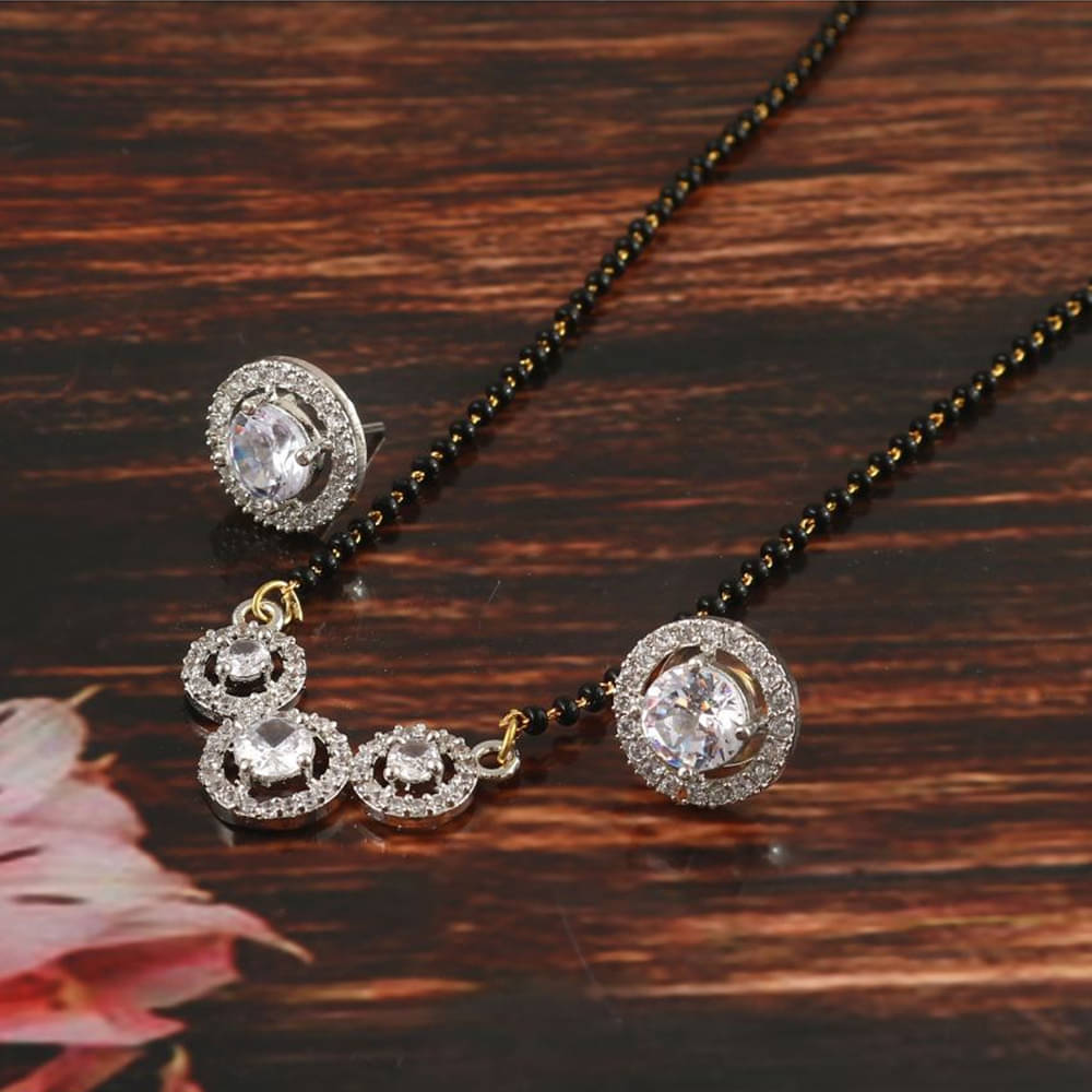     			J D Jewellers Traditional American Diamond Gold Plated Mangalsutra Tanmaniya for Women Pendant