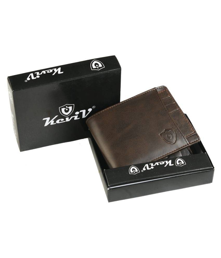    			Keviv Leather Solid Men's Two Fold Wallet With 9 Slots For Card ( Brown , Pack of 1 )