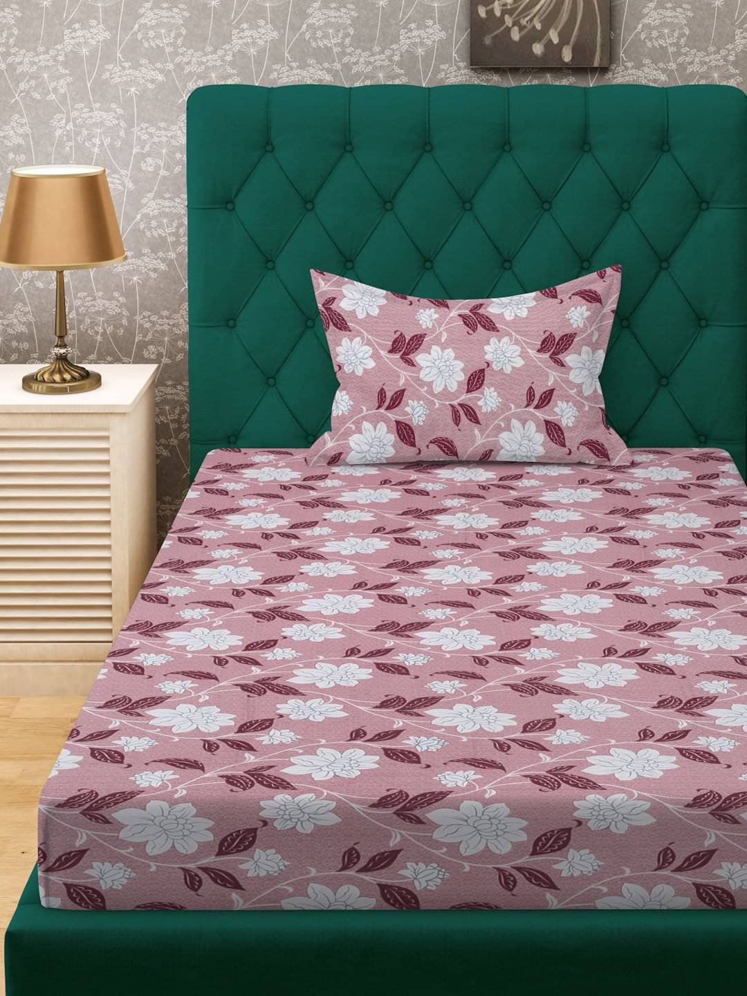 Klotthe Cotton 1 Single Bedsheet with 1 Pillow Cover ( Pink ) Klotthe Cotton 1 Single Bedsheet with 1 Pillow Cover ( Pink )