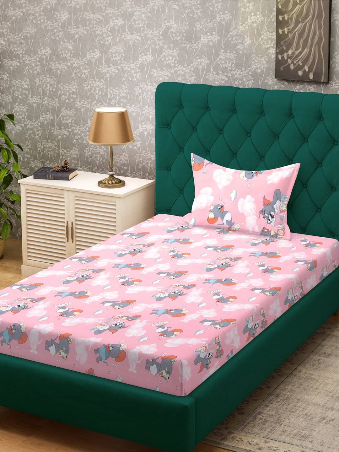     			Klotthe Cotton 1 Single Bedsheet with 1 Pillow Cover ( Pink )