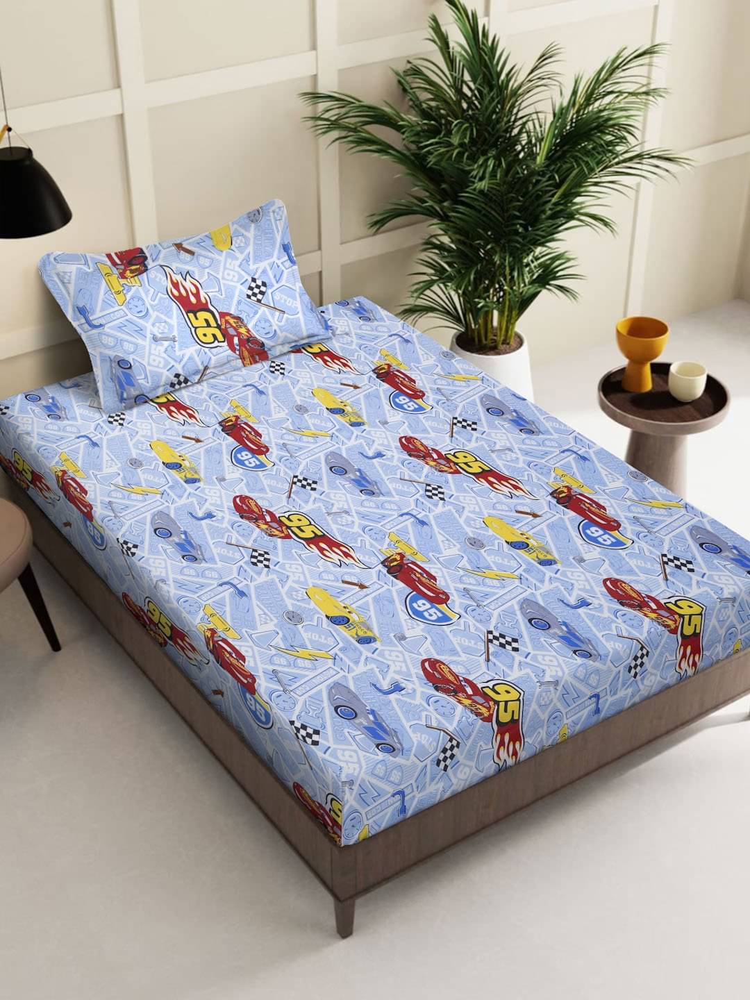     			Klotthe Cotton 1 Single Bedsheet with 1 Pillow Cover ( Blue )