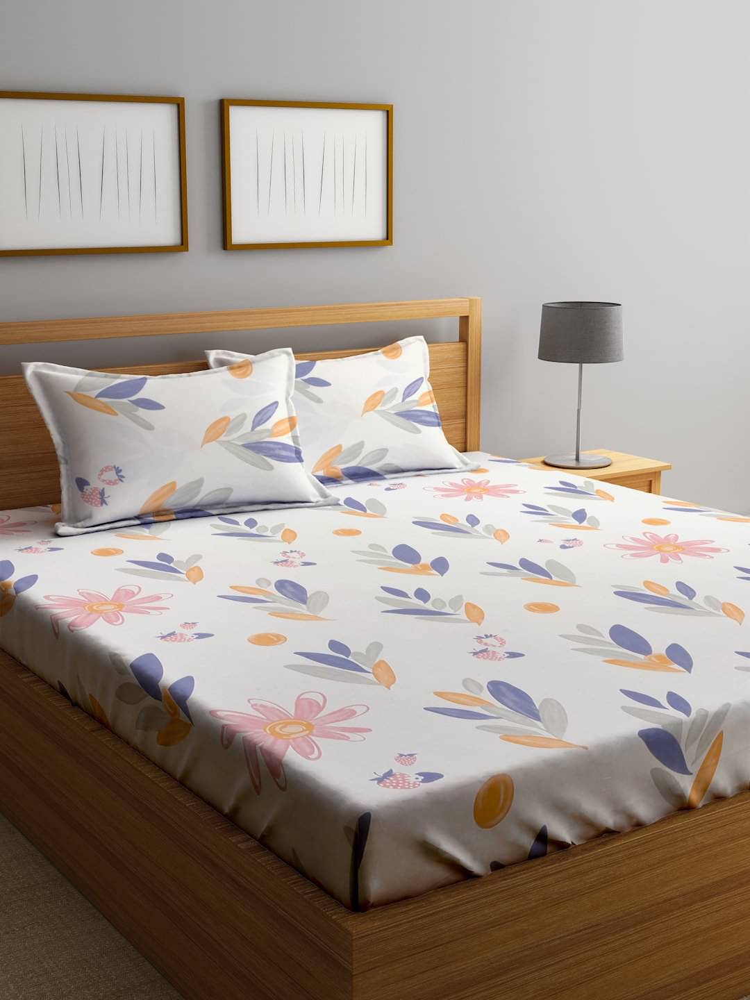     			Klotthe Poly Cotton 1 Double Bedsheet with 2 Pillow Covers ( Multicolor )