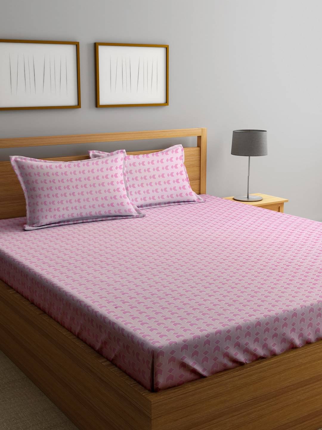     			Klotthe Poly Cotton 1 Double Bedsheet with 2 Pillow Covers ( Pink )
