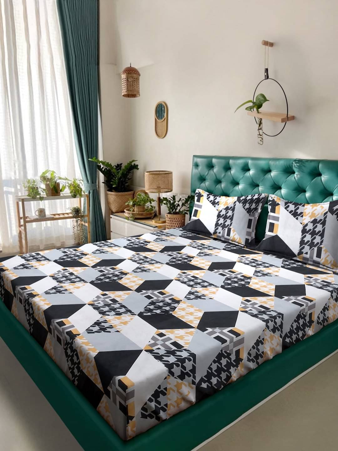     			Klotthe Poly Cotton 1 Double Bedsheet with 2 Pillow Covers ( Multicolor )