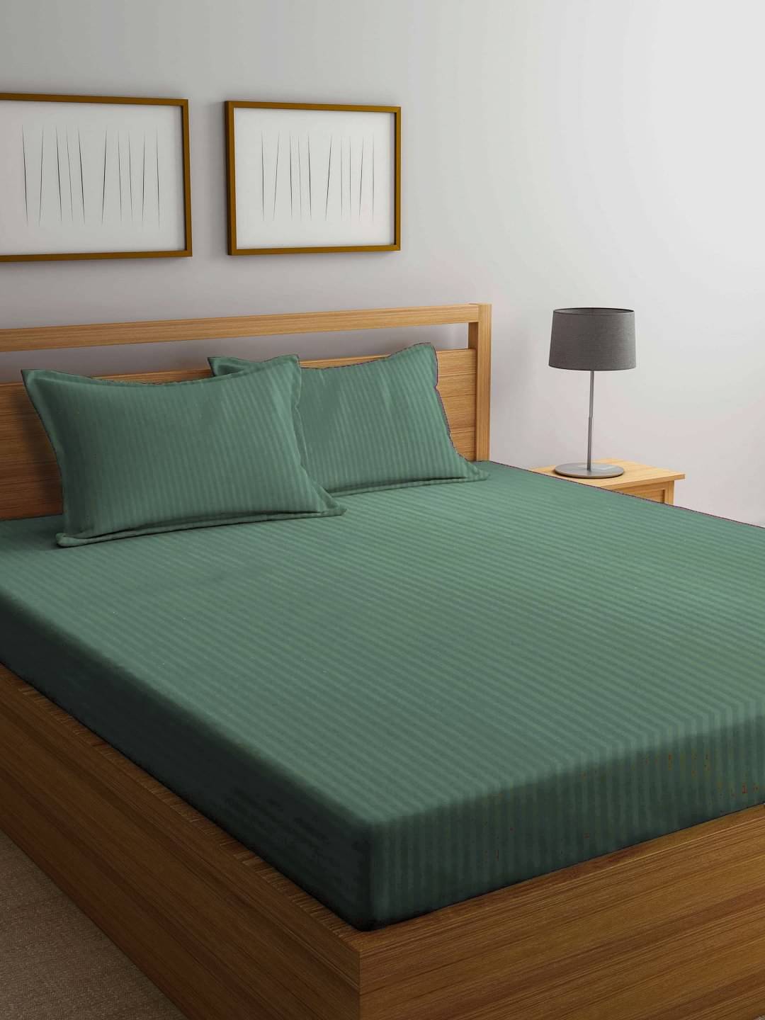     			Klotthe Poly Cotton 1 Double Bedsheet with 2 Pillow Covers ( Green )