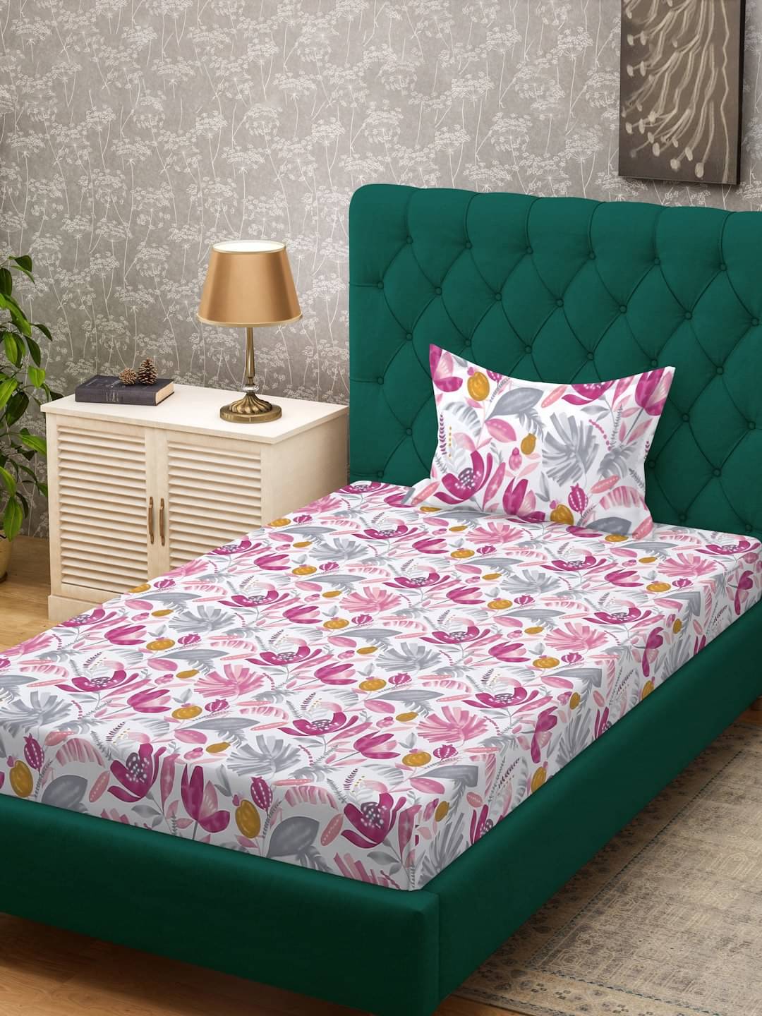 Klotthe Poly Cotton 1 Single Bedsheet with 1 Pillow Cover ( Multicolor ) Klotthe Poly Cotton 1 Single Bedsheet with 1 Pillow Cover ( Multicolor )