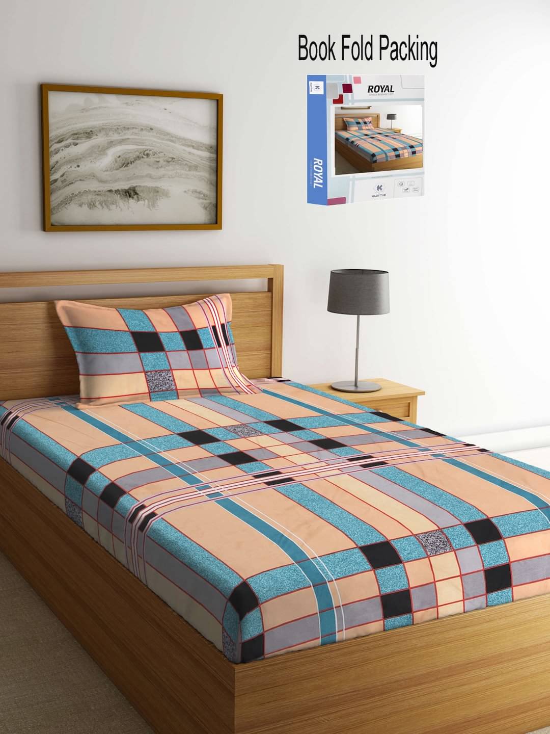     			Klotthe Poly Cotton 1 Single Bedsheet with 1 Pillow Cover ( Multicolor )